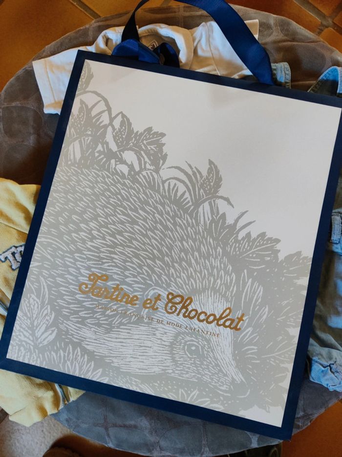 Ensemble tartine et chocolat avec son sac et étiquette 6 mois - photo numéro 2