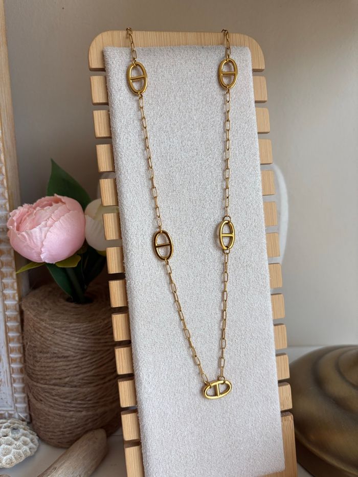 Collier sautoir doré maille marine acier inoxydable - photo numéro 2