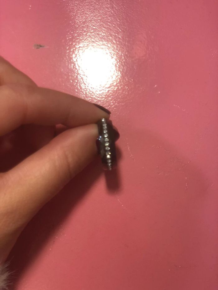 Bague céramique noire et brillants