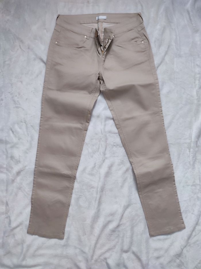 Pantalon enduit beige taille 38 Promod