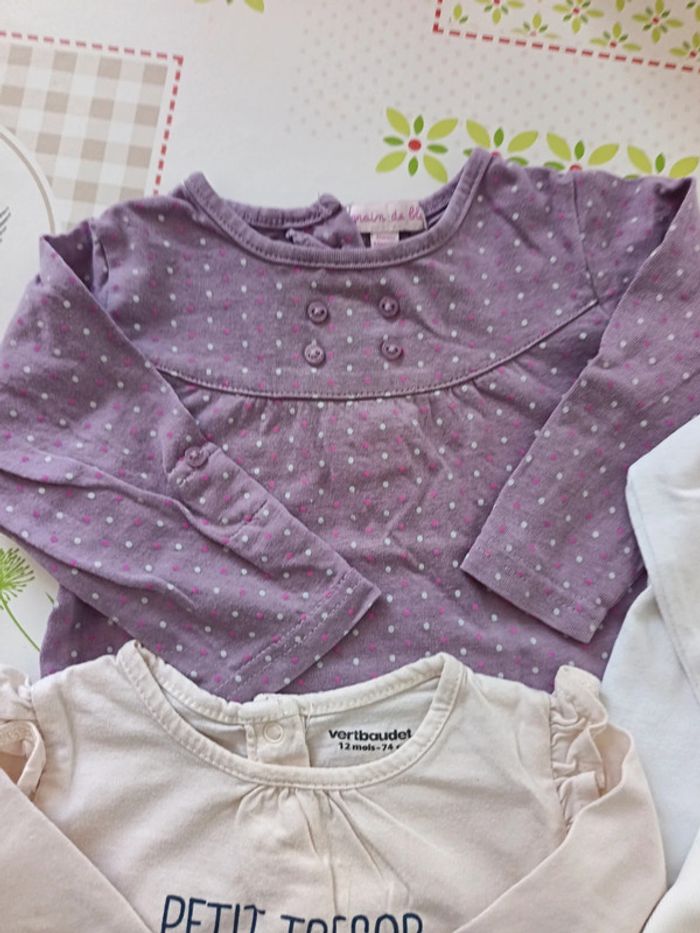 Lot 4 tee-shirt ML taille 12 mois - photo numéro 2
