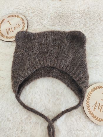 Bonnet tricoté avec oreilles