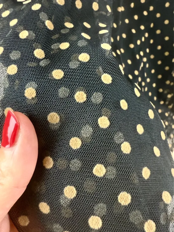 Très belle jupe élégante et chic longue en tulle noir à pois camel H&M taille XL - photo numéro 8