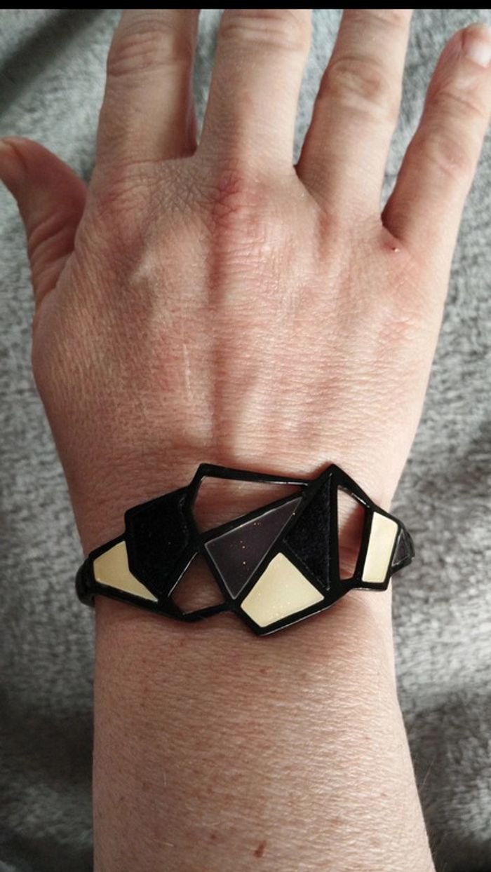 Bracelet ikita élastique noir crème - photo numéro 3