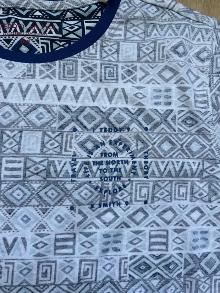 T-shirt tribal Teddy Smith blanc bleu 14ans - photo numéro 5