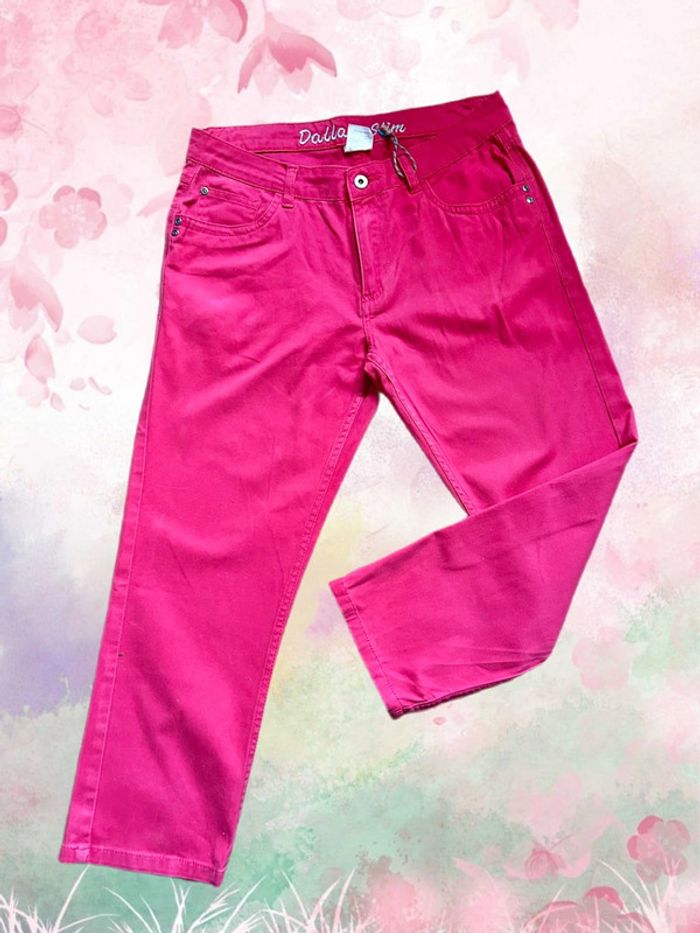 🩷🌷Jean fuchsia court 7/8 vintage Y2K cropped jeans🌷🩷