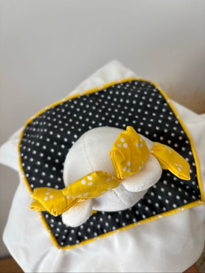 Doudou lion jaune noir pois blanc - photo numéro 6