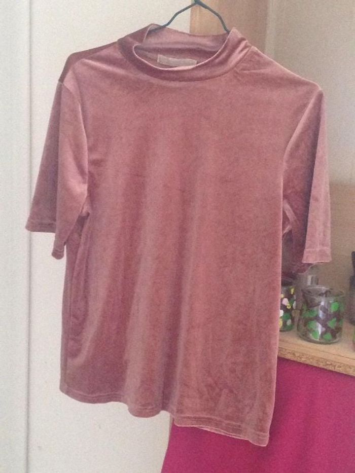 Tee-shirt rose en velours