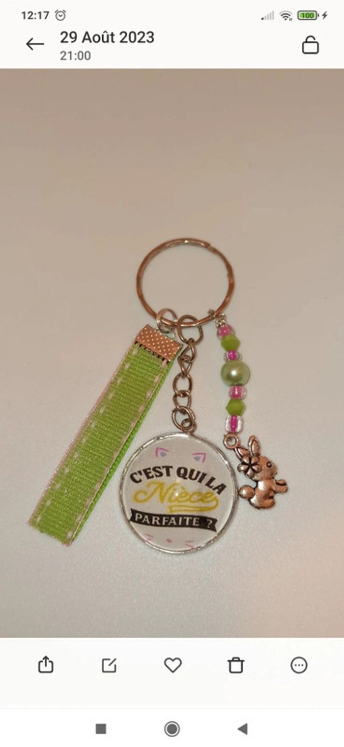 Cadeau Niece, porte clé message bijoux de sac " c'est qui la niece parfaite "