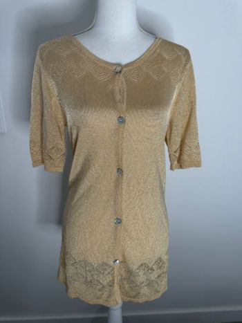 Cardigan doré et pailleté Anne Weyburn T38/40 M/L