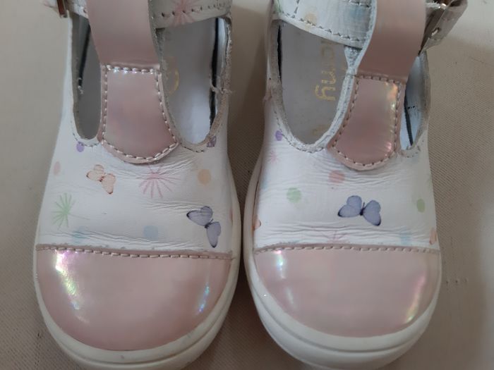 chaussures salomé blanches et roses mi-saison / été fille - papillons - Bellamy - 23 - photo numéro 3