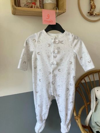 Pyjama une pièce fille velours blanc  TAO