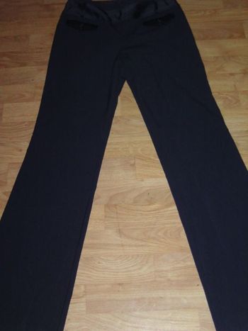 Pantalon VOTRE NOM soirée noir empiècements satin taille 36 TBE
