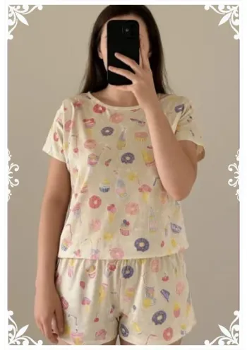 Pyjama beige imprimé gourmandises – Shein– Taille XL