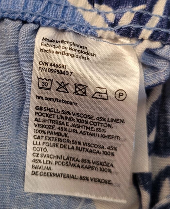 Short tissu lin motifs palmier - H&M - L - photo numéro 4