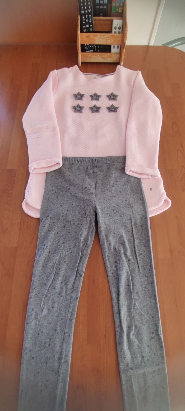 Pyjama 2 pièces rose et gris Okaïdi 10 ans - photo numéro 2