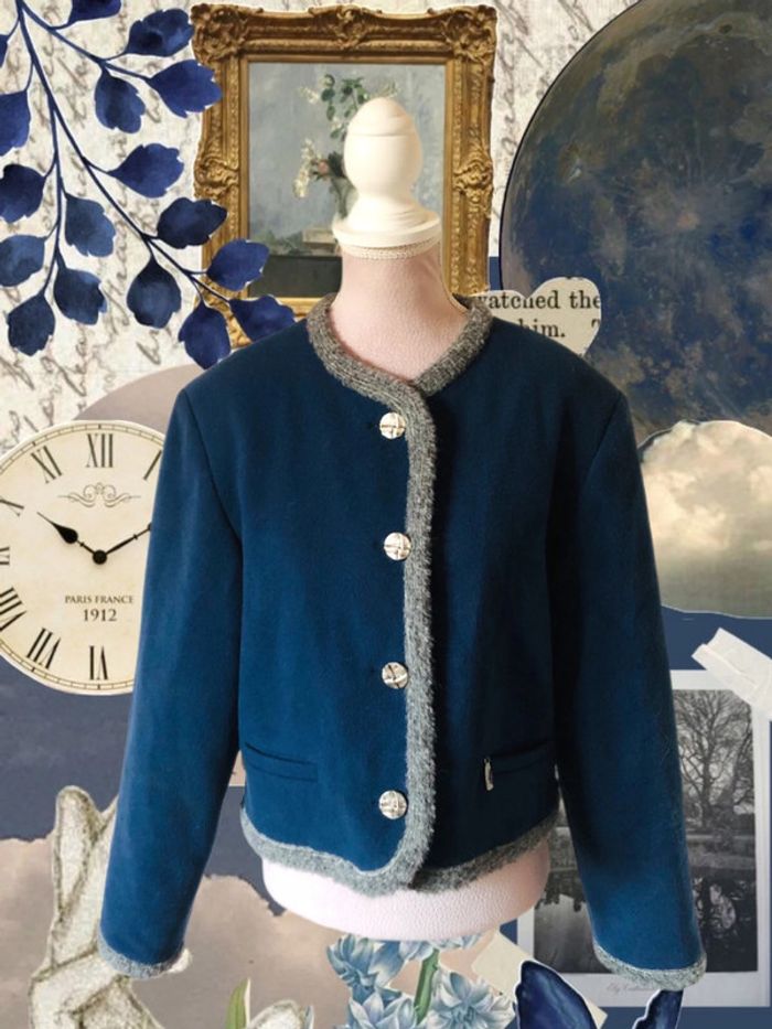 🇦🇹Jolie petite veste courte vintage cottagecore en laine Tyrolean Trachen style wool jacket🇦🇹 - photo numéro 2