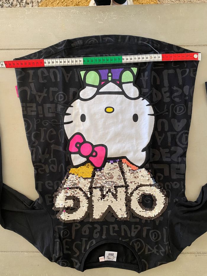 Tee shirt Desigual Hello Kitty noir a sequins paillettes taille 11-12 ans - photo numéro 14