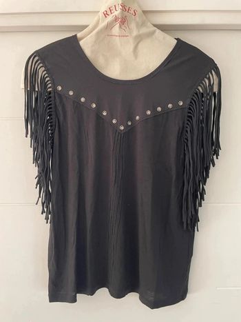 Top noir à franges rock 36