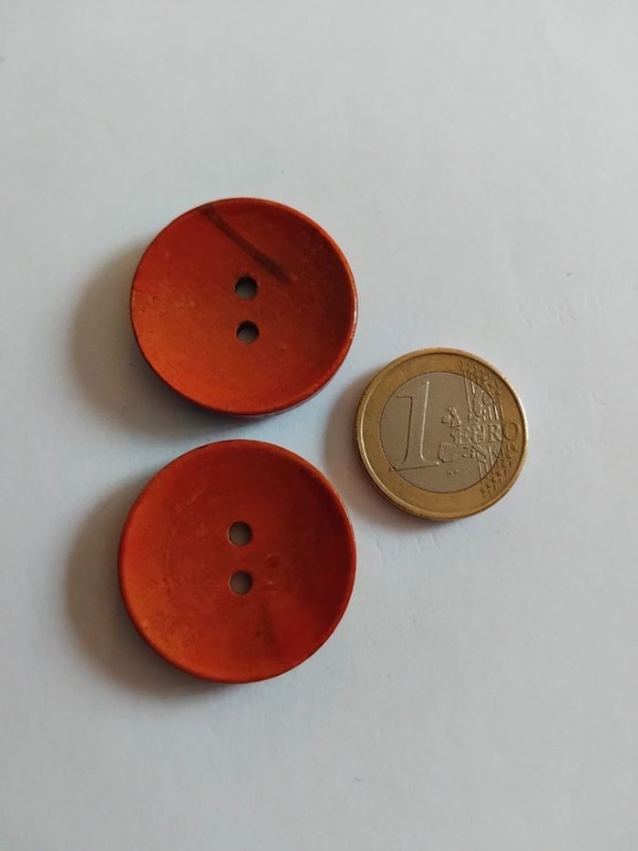 Lot de 2 gros bouton Orange en bois