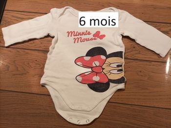 Lot n°139 Bodies manches longues fille Minnie Disney baby 6 mois