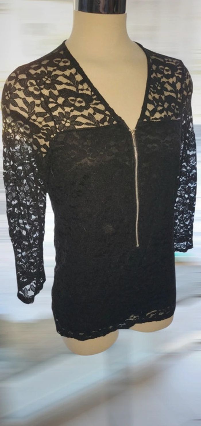 🖤 Haut noir en dentelle Miss Glammy – Taille 38 – Manches longues 🖤 - photo numéro 2