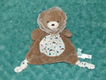 Doudou plat ours Gaston Kaloo marron blanc 🧸tbe