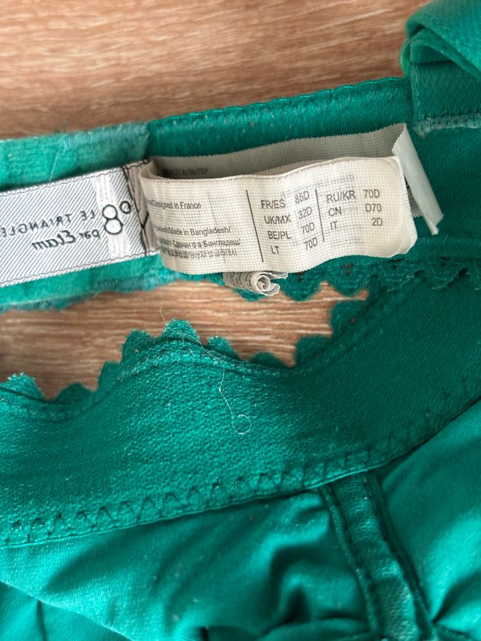Soutien gorge Etam numéro 8 triangle taille 85D vert - photo numéro 5
