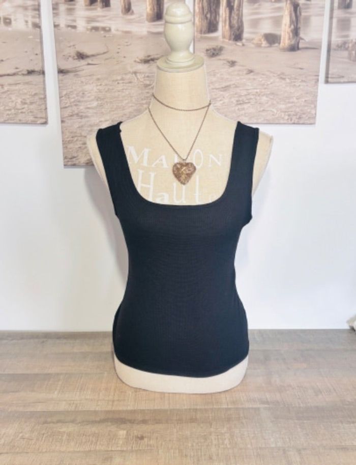 Débardeur noir côtelé intemporel taille s 36