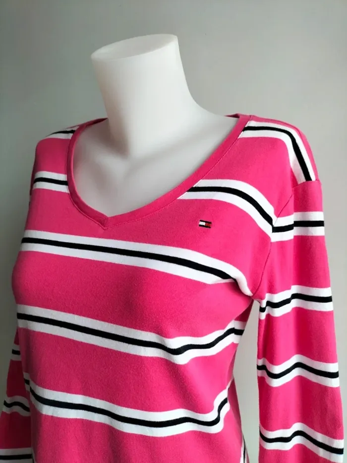 Pull Femmes Fin et Léger Col V 100% Coton - Tommy Hilfiger - Taille L - photo numéro 2