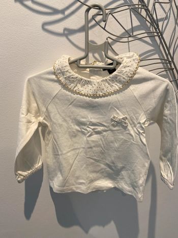 T shirt bebe fille 6 mois kiabi tenue fête Noël doré crème