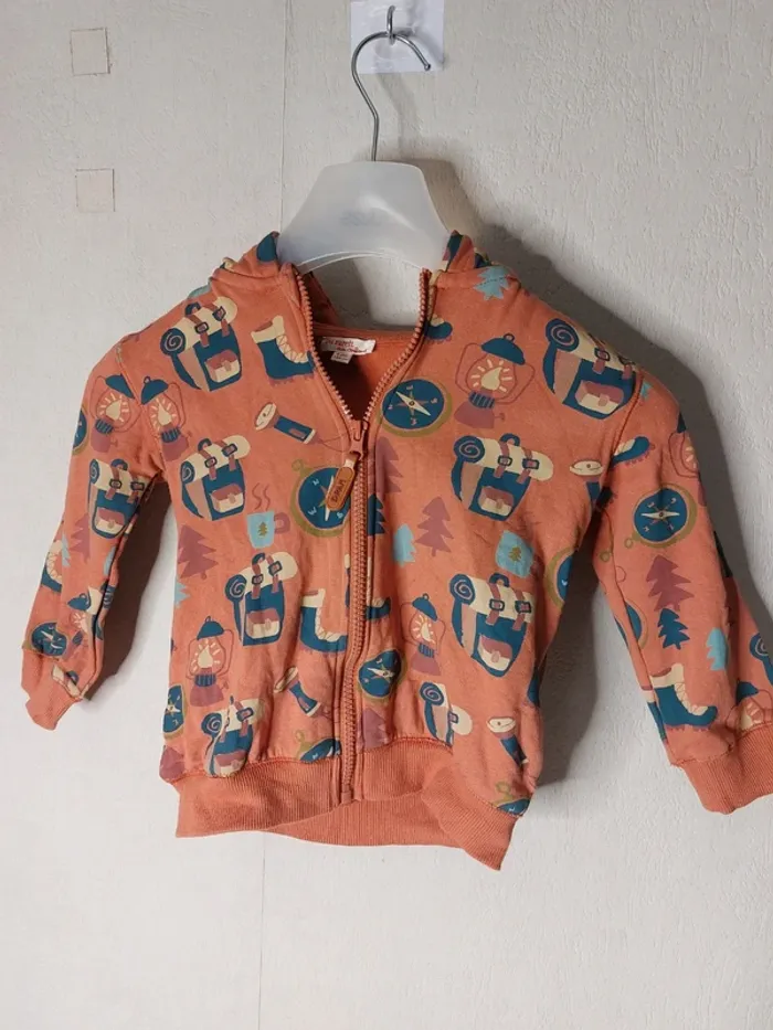 Veste avec capuche orange imprimé "Du pareil au même" - photo numéro 2