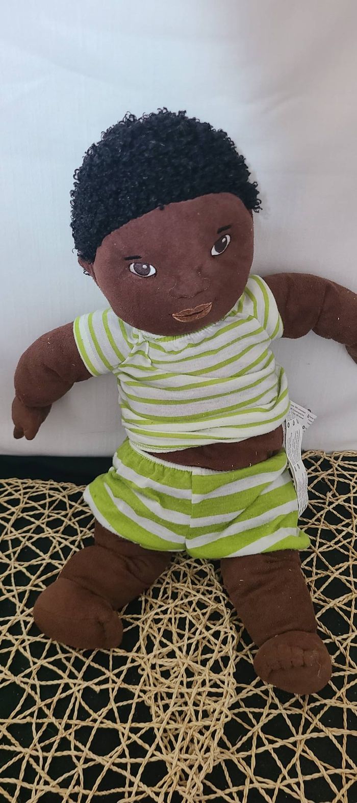 Peluche bébé poupée articulée ethnique noire afro-américaine IKEA Lekkamrat