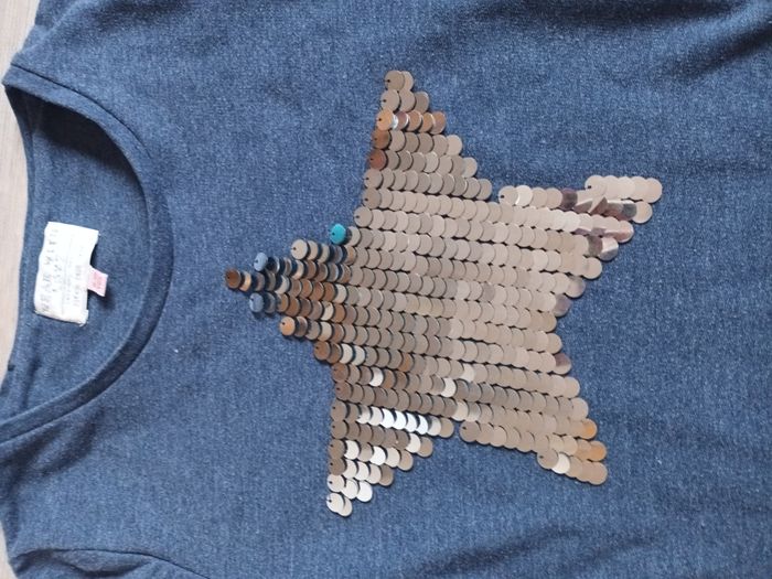 robe bleu  9ans 10 ans avec style sequin presque neuf bas en tulle manches longues - photo numéro 2