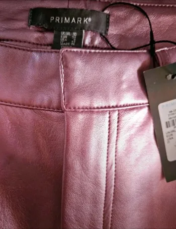 Pantalon rose métallisé simili cuir Primark Taille 38 Neuf