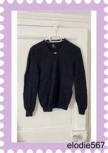 Pull homme col V noir