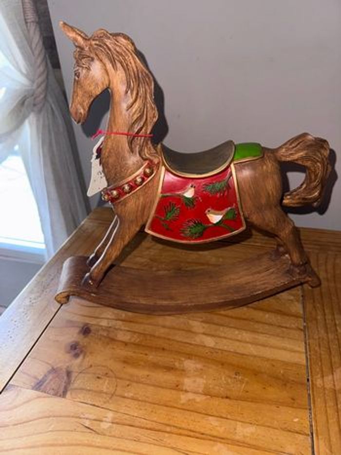 Cheval en bois à bascule Noel neuf