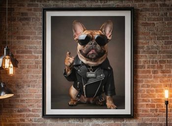 Cadre mural décoration intérieur chien bouledogue humour