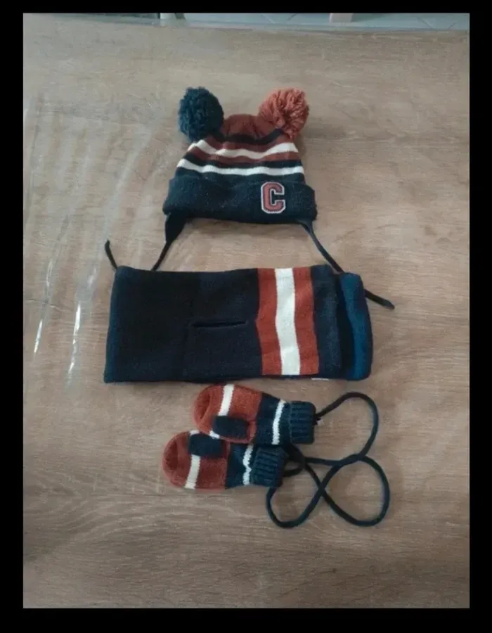 Ensemble bonnet écharpe mouffles garçons 6/12 mois - photo numéro 6