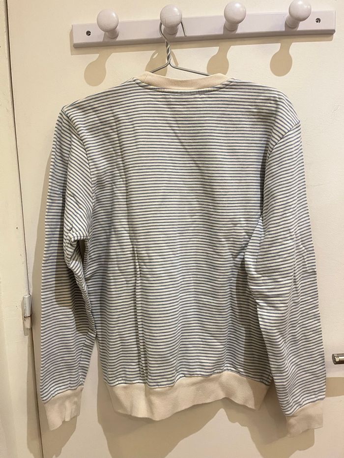 Sweat rayé beige et bleu clair avec logo baron biarritz taille L unisexe - photo numéro 8