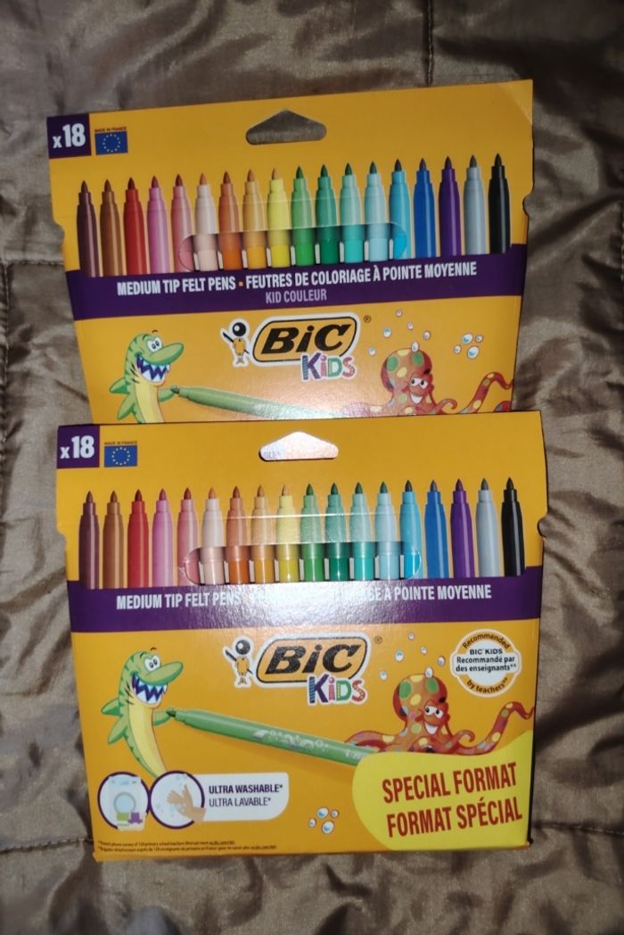 2 lots de 18 feutres bic kids