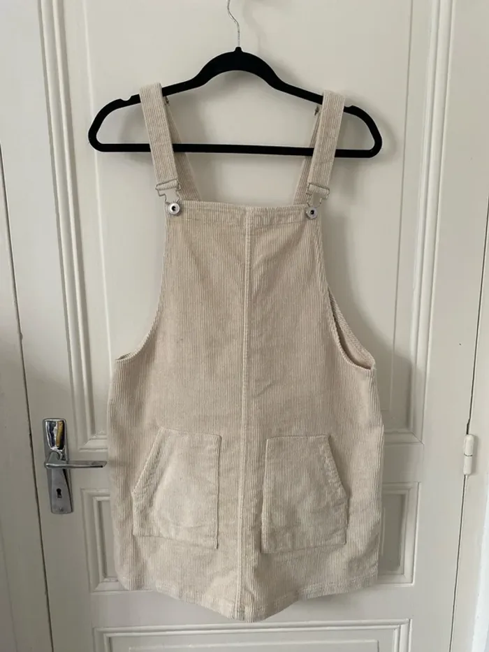 Robe salopette velours côtelé blanc Esmara