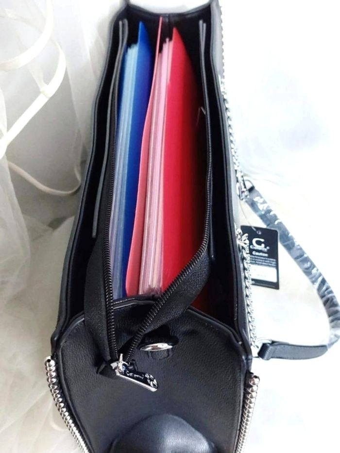 Cabas chaînes perles noir - photo numéro 5