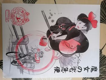 Affiche en tissu Kiki la petite sorcière estampe japonaise