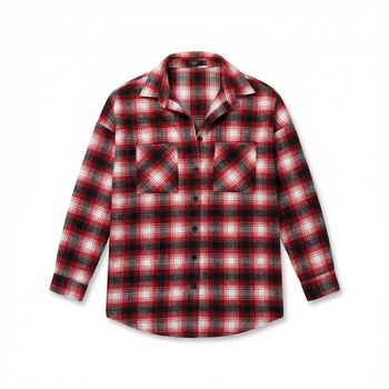Chemise Carreaux Flanelle shk Paris Rouge Noir Bûcheron Style Femme S