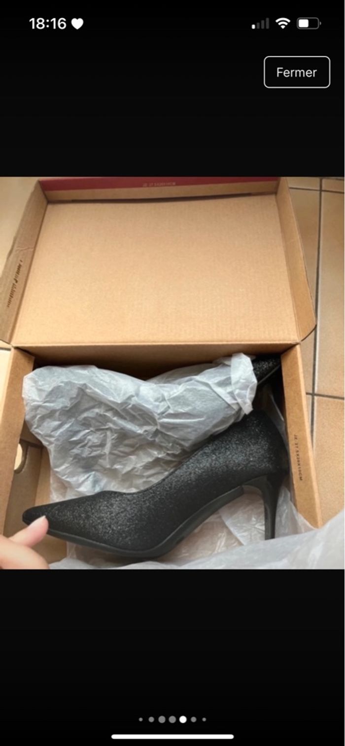 Escarpins noir à paillettes taille 38 neuf de chez Chaussea - photo numéro 8