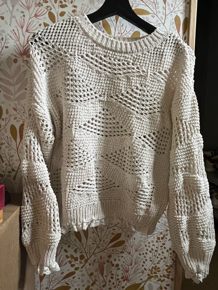 Pull crochet écru Promod
