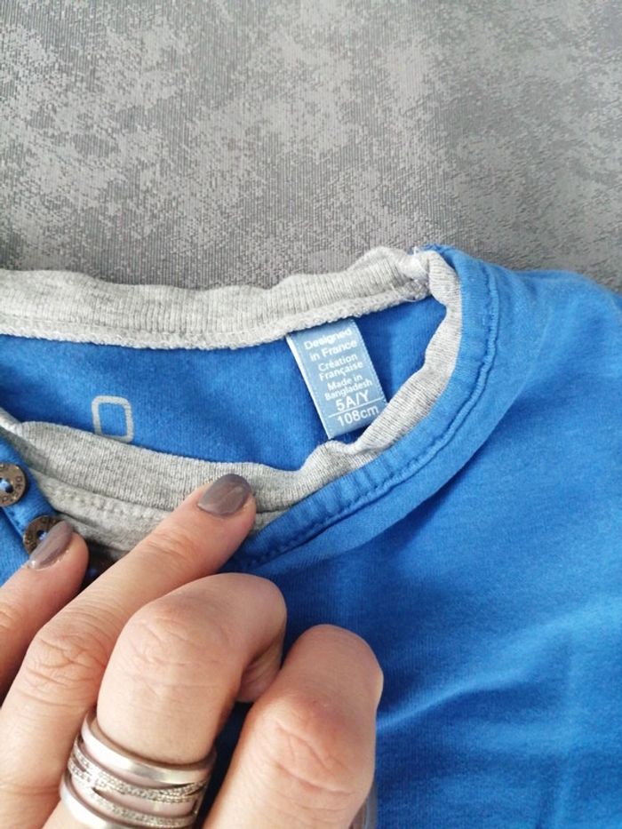 T shirt manche longue bleu - photo numéro 2