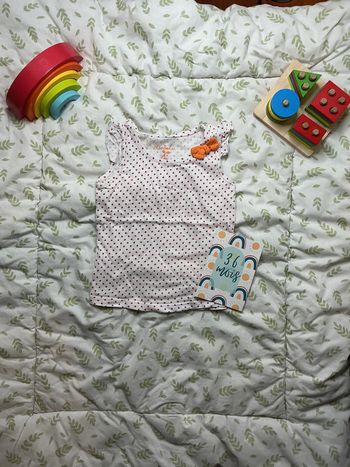 débardeur blanc à pois rose kimbaloo 36 mois