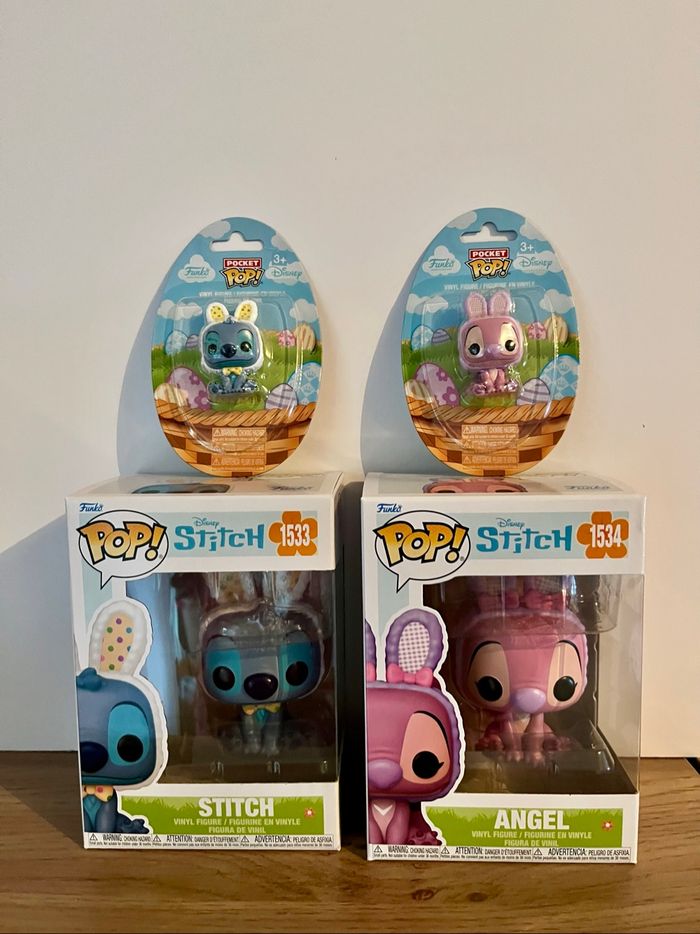 Lot figurines Funko Pop Stitch édition Pâques
